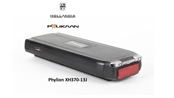 Phylion XH370-13J fietsaccu met achterlicht voor elektrische fietsen van Hollandia en Pelikaan