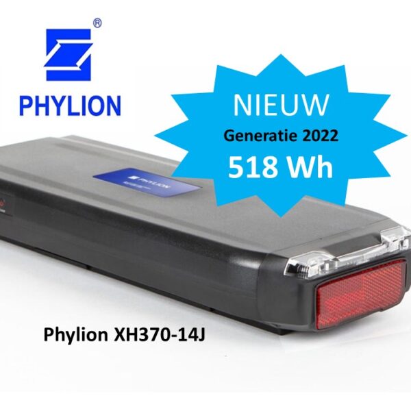 Phylion XH370-14J fietsaccu 518 Wh, 37V/14Ah met achterlicht