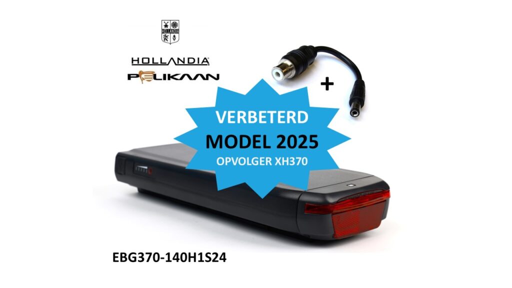 Phylion XH370 for Hollandia & Pelican. 2024 edition (518Wh): EBG370-140H1S24. Replaces the XH370-13J (-14J), -12J & -10J incl. LED. Now incl. FREE CHARGER! - RAP elektrische fietsen